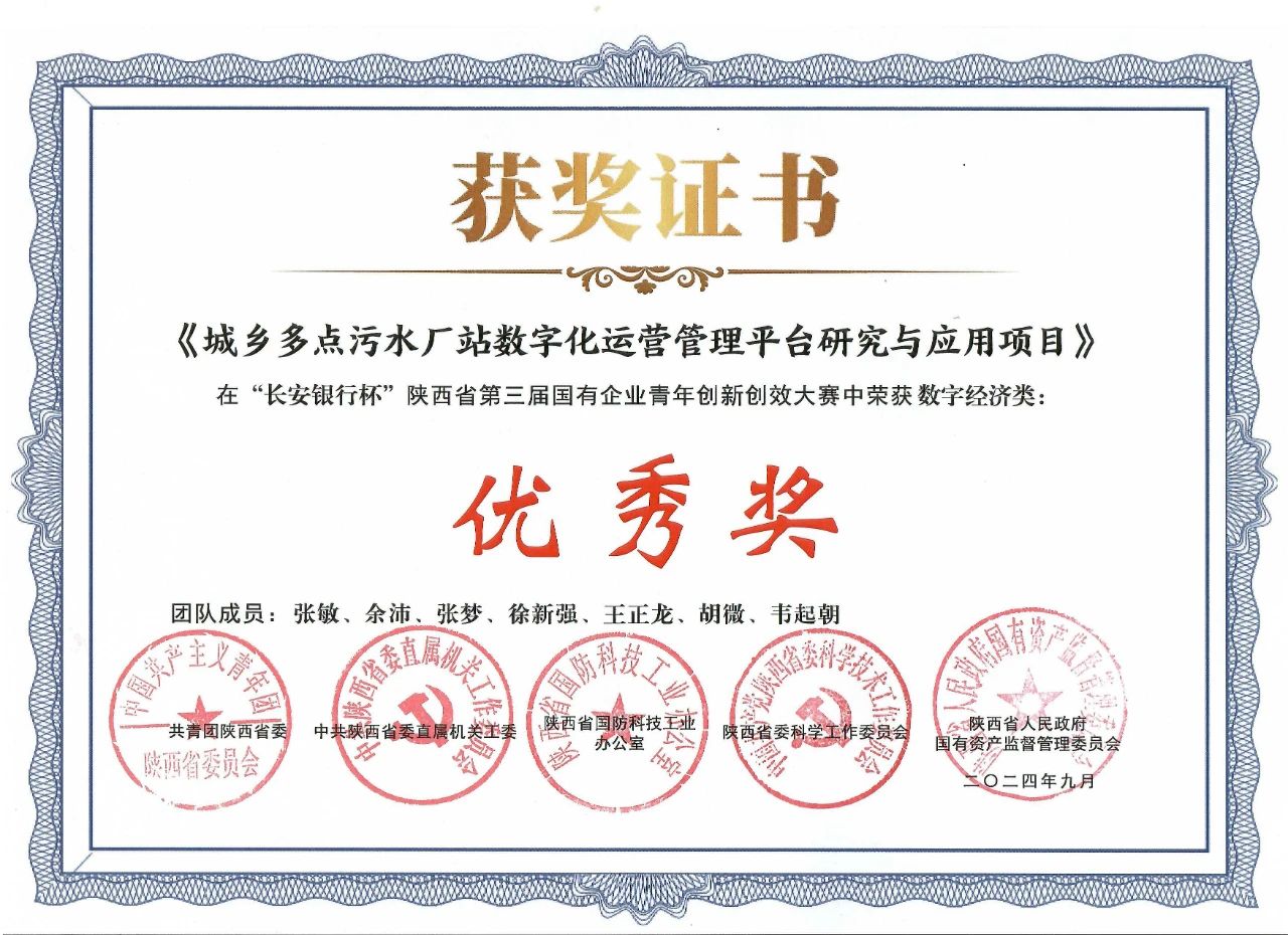 水情形公司一项目荣获陕西省第三届国有企业青年立异创效大赛“优异奖” 水情形公司一项目荣获陕西省第三届国有企业青年立异创效大赛“优异奖”